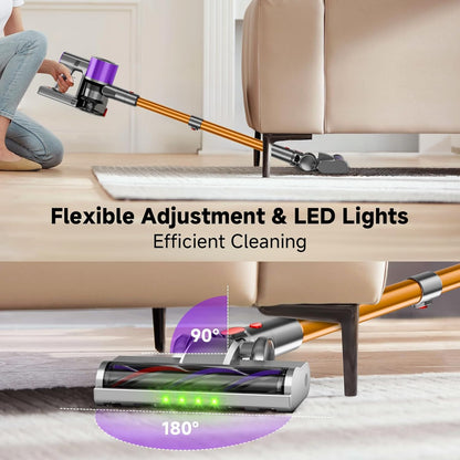 Skiennix Cordless Stick Vacuum Cleaner - 40Kpa Powerful Suction with LED Headlight | 8-in-1 Lightweight for Pet Hair, Purple