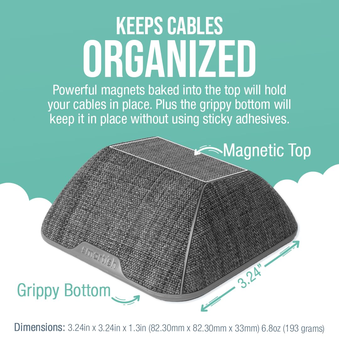 Smartish® Magnetic Cord Holder - Cable Wrangler Organizer with Magnet Clips for Charger Management on Desktop, Nightstand, or Side Table for All Cables, USB-C, Lightning Cables - Lightly Toasted Beige