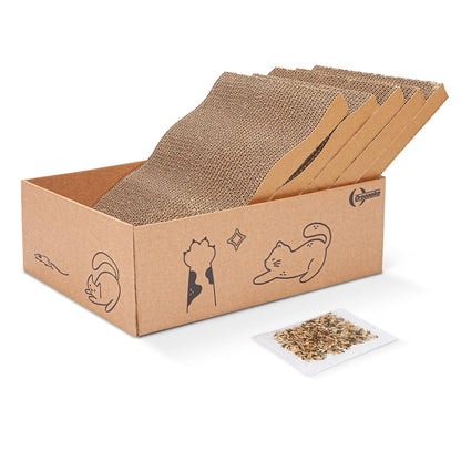 5 in 1 Cat Scratcher Cardboard,XL-Large Cat Scratch Pad,Cat Scratching Boards with Box for Medium to Large Cat Indoor Use Protecting Furniture Wall and Sofa