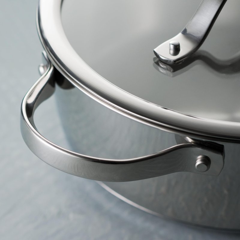 Tramontina Tempo Tri-Ply Base Stainless Steel 5-Quart Dutch Oven Pot with Glass Lid, Induction-Ready, Oven-Safe, Dishwasher-Safe