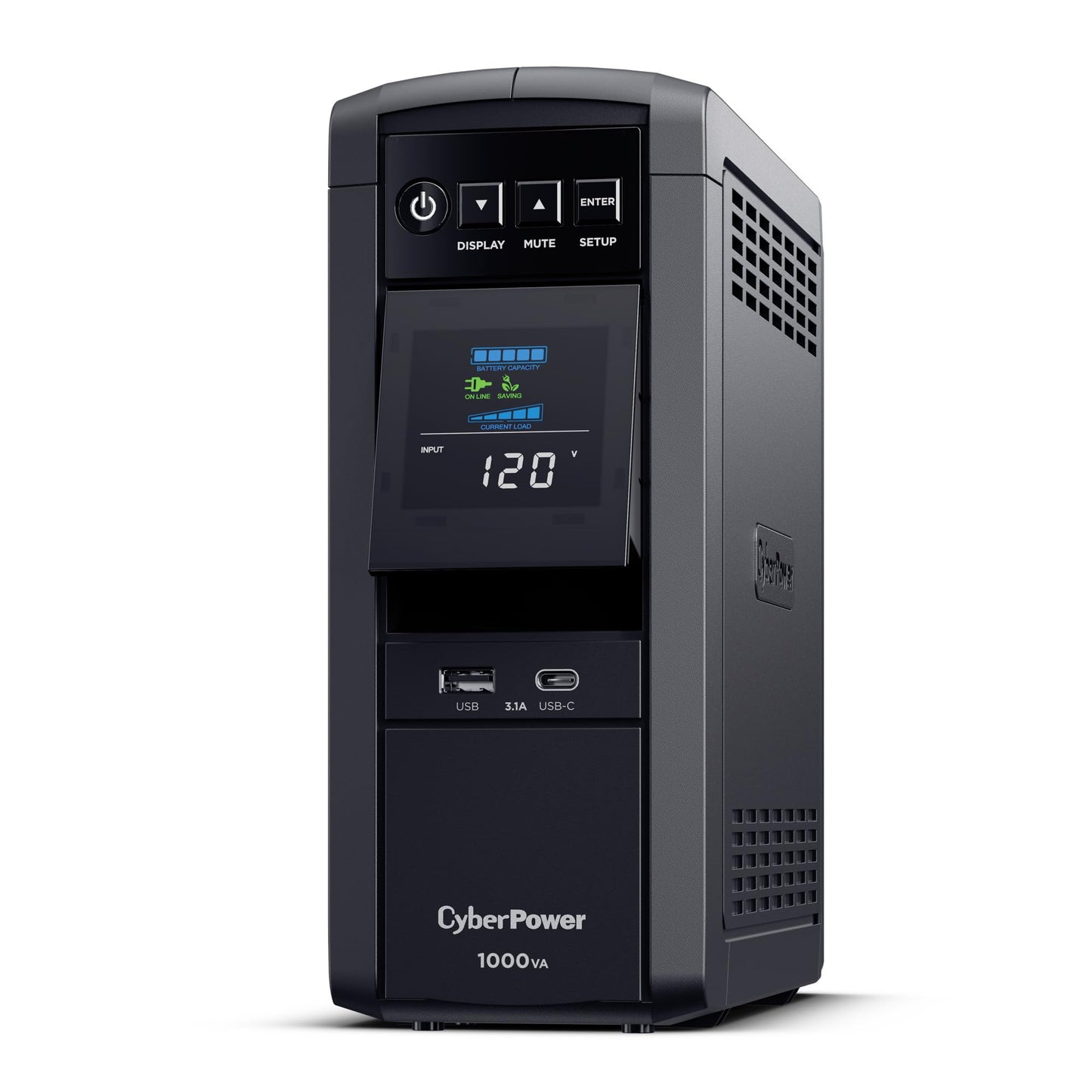 CyberPower CP1000PFCLCD PFC Sinewave UPS Battery Backup and Surge Protector, 1000VA/600W, 10 Outlets, AVR, Mini-Tower, UL Certified