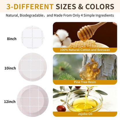 Reusable Bowl Covers for Bread Proofing- 3pc Beeswax Bowl Covers Reusable 8/10/12 Inch, 100% Organic Cotton, Elastic Cover for Sourdough- Shower Caps for Sourdough Bread, Dough Proofing & Food Storage