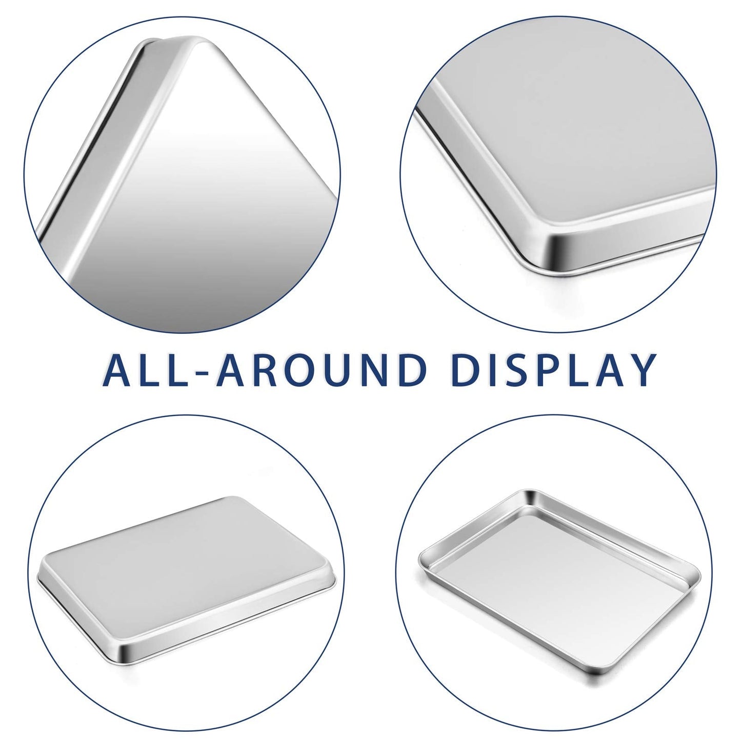 P&P CHEF 16 Inch Baking Cookie Sheet, Oven Pan Tray Stainless Steel Sheet Pan for Kitchen, Oven Bakeware for Multi Uses, Shiny Look & Dishwasher Safe, Healthy & Heavy Duty, 3Pcs