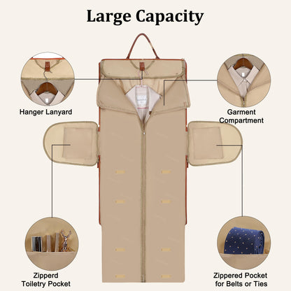 Convertible Garment Duffle Bag for Travel, Carry On Garment Bag with Shoe Pouch, PU Leather, 2 in 1 Hanging Suit Travel Bags Large Weekender Overnight Bags for Women Men (Black)