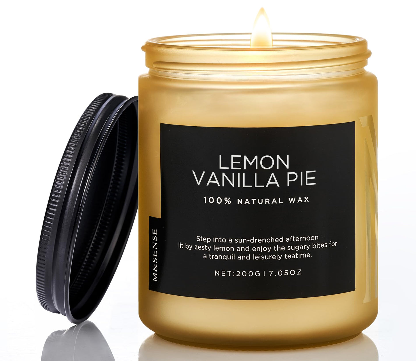 M&SENSE Lemon Vanilla Scented Candles for Home, 7.05oz Natural Soy Wax, 50 Hours Non Toxic Clean Burning, Citrus Smelling Gifts for Relaxation Stress Relief, Home Candle for Women Men