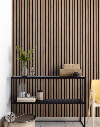 WVH Luxury American Walnut Acoustic Slat Wood Wall Panels, Measures 94.49" x 25.20", Standard Finish, Interior Decor for Walls & Ceilings, Noise Cancelling & Sound Absorbing for Home & Office, 2pcs