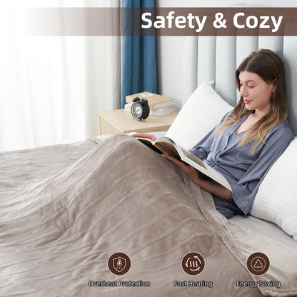 Electric Heated Blanket Full Size 72"x84", Cozy Large Oversized, 5 Heating Levels & 10 Hours Auto Off, Cozy for Bed, Sofa, & Office, Machine Washable, Purple