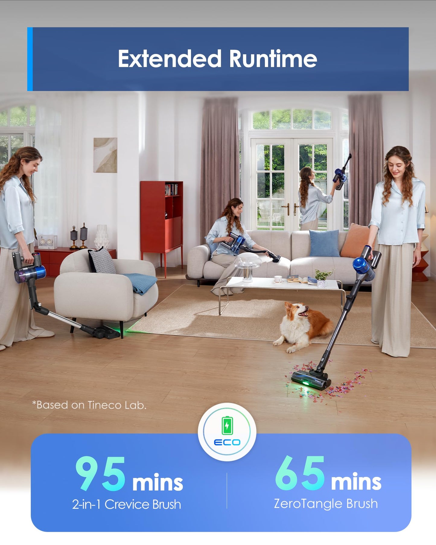 Tineco Pure ONE S70 Cordless Vacuum Cleaner, 200AW Powerful Suction, Up to 95min Runtime, Zero Tangle Brush,180° Foldable Tube, Stick Vacuum Cleaner for Pet Hair, Carpet & Hard Floor (Gray)