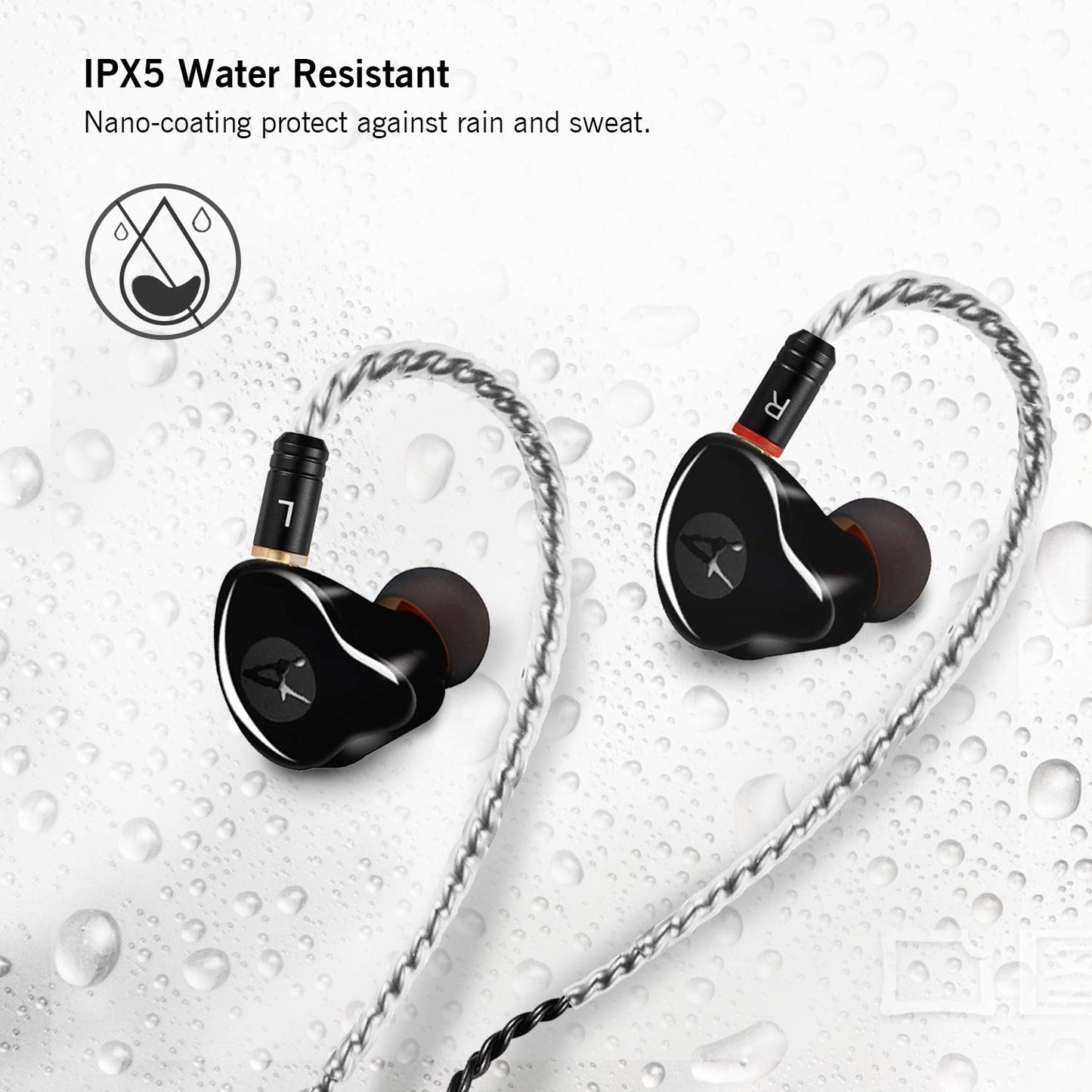 DCMEKA in Ear Monitor Headphones, HiFi Stereo IEM Earphones, Dynamic Dual Driver Wired Earbuds with Detachable Cable, Noise Canceling Headset for Singers Musicians Drummers Audiophile (Black)