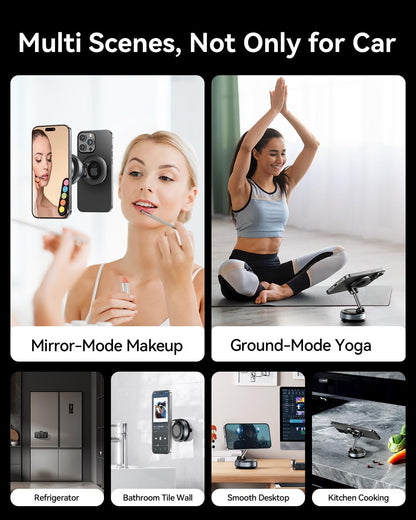 MRGLAS 2026 Upgraded Vacuum Magnetic Phone Holders for Your Car 360° Adjustable Absorption Magnetic Bracket 98LBS Magsafe Suction Cup Phone Mount for iPhone 17 Car Truck Accessories for Men Women