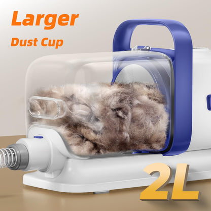buenkee Dog Grooming Kit with Vacuum, All-in-One Pet Grooming Vacuum for Dogs and Cats, Low Noise Pet Hair Clipper & Shedding Brush, Dog Hair Remover, Cat Pet Groomer Set with Cleaning Brushes, White