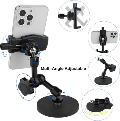 Magnetic Phone Holder,Heavy Duty Phone Mount for Truck/Tractor/Forklift/Boat/Motor Vehicles,Fit 3.5~7.5" iPhone/Nexus/Smartphone,360°Adjustable Arm 3.46" Magnetic Base