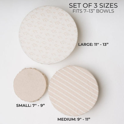 Beautiful Linen Cotton Blend Bowl Covers for Bread Proofing - Reusable Set of 3 in Varying Sizes Easily Fit Your Bowls 7" to 13" - Durable Fabric Covers, Ideal Sourdough Bread Baking Accessories