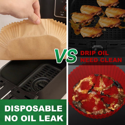 Air Fryer Liners Disposable for Most 4-7 QT Air frye, 100 Pcs Non-Stick Parchment Paper for Baking 7.9 Inch Air Fryer Paper Liners Round Airfryer Liners