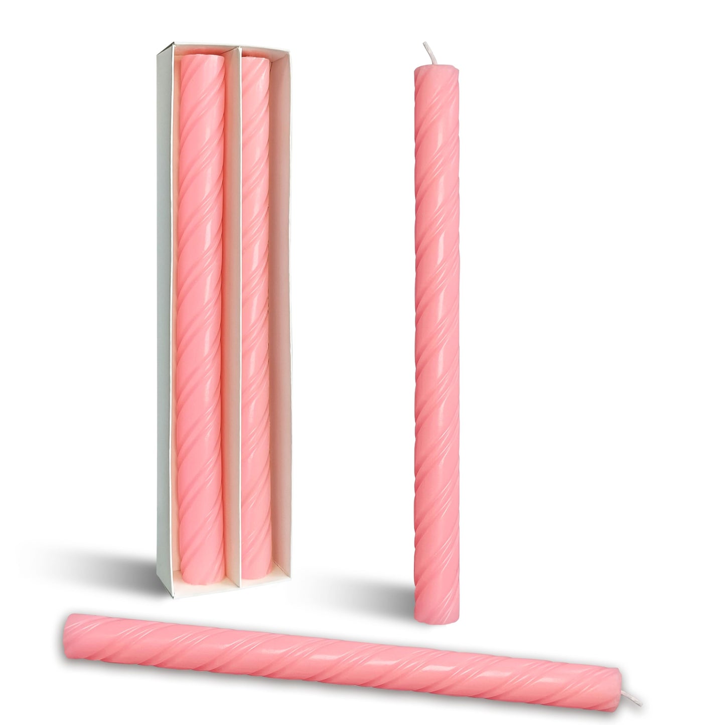 Dripless Twisted Taper Candles Pink Unscented Candlesticks 10 Inch Handmade Long Lasting Burn Candles Smokeless Candle Sticks for Party Art Home Decor 2 Pcs