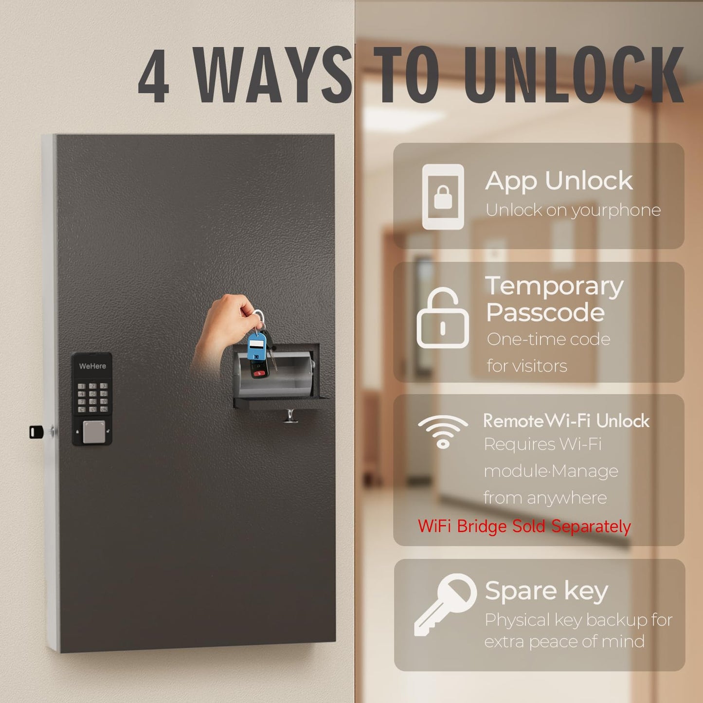 DiDiHere 104 Keys Lock Box, Key Management Cabinet Key with Drop Slot, APP Bluetooth, Digital Keypad, & WiFi Unlock, Access Log Tracking, Key Return Box for Hotel, Car Dealerships, Office, School