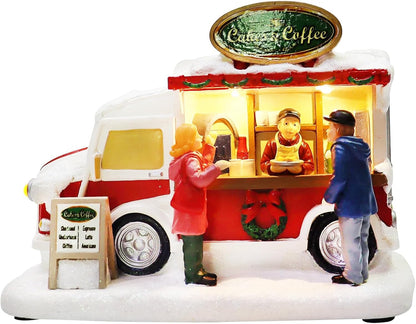 Moments In Time Christmas Village Food Truck | Lighted LED Holiday Décor - Hand-Painted Collectible Display