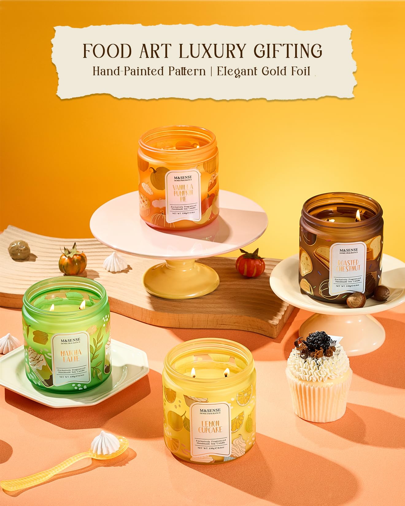 M&SENSE Raspberry Pound Cake Scented Candle 11.6oz, Natural Soy Wax Double Wick, 70H Burn Time for Bedroom Relaxing, Holiday Home Decor, Gift-Ready for Women