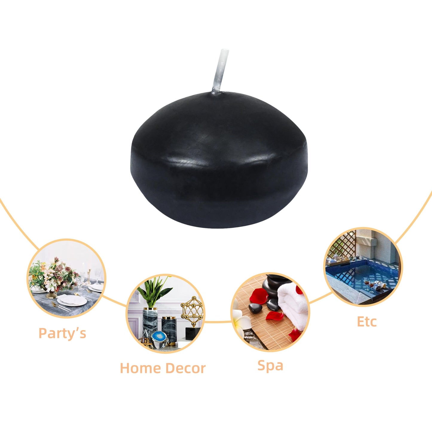 1 3/4 Inch Black Floating Candles