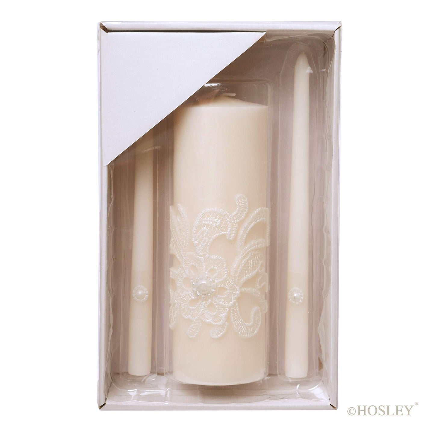 Hosley 11.5-Inch Wedding Unity Candle Set – Cream Pillar & 2 Taper Candles for Ceremony, Special Events, Emergency Kit, Reiki Spa Meditation