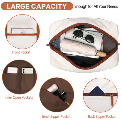 Weekender Bag for Women, Canvas Overnight Duffle Tote Bag, Carry on Travel Tote With Shoe Compartment, Perfect for Travel/Daily Use/Birthday Gift