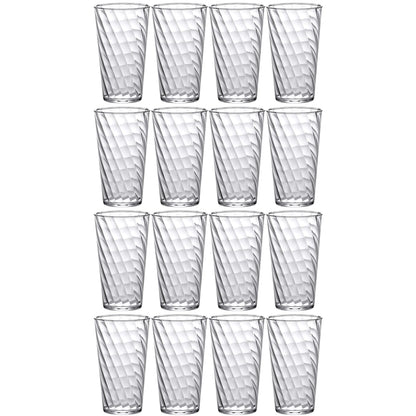 Amazing Abby - Glacier - 18-Ounce Plastic Tumblers (Set of 16), Plastic Drinking Glasses, All-Clear Reusable Cups, Stackable, BPA-Free, Shatter-Proof, Dishwasher-Safe