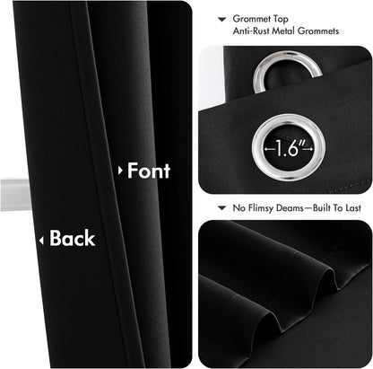 MIULEE Blackout Curtains - Thermal Insulated Room Darkening Drapes | 86-Inch Grommet Top Panels