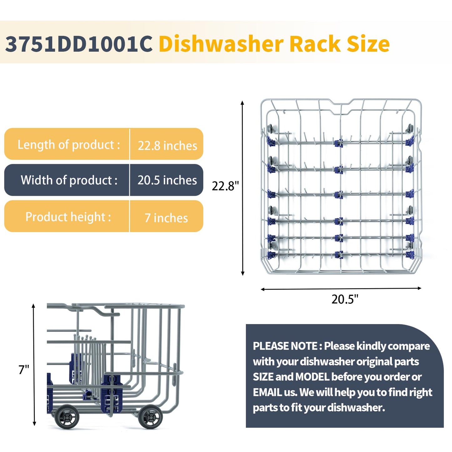 Allstare 3751DD1001J 3751DD1001C Dishwasher Lower Rack Replacement Parts for LG Dishwasher Parts Lower Dishrack LDF7774ST LDF5545ST MGR47998602 LG Bottom Dishwasher Rack Wheels Dish Washer Tray Drawer