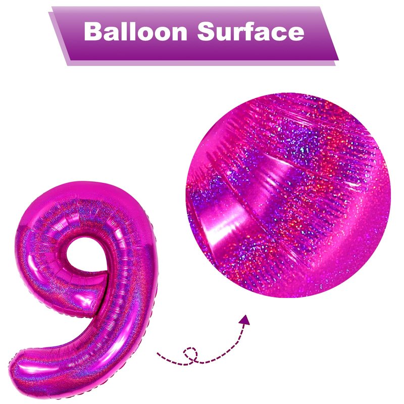 Laser Hot Pink 6 Balloon, Number Balloons 40 Inch, 6th Balloons for Birthday Decorations, Laser Hot Pink Party Supplies 6 Birthday Balloon, Number 6 Balloon