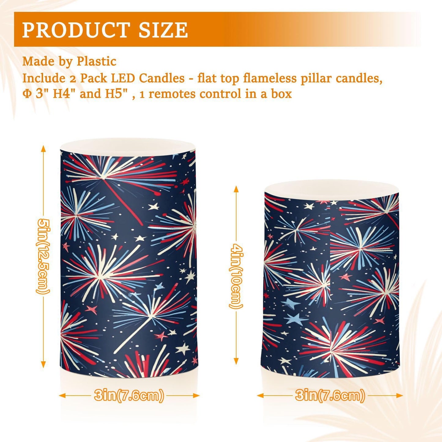 ALAZA Fireworks Blue Red 4th July Flickering Flameless Candles Battery Operated with Remote Timer,Tea Light Candles LED Pillar Votive Patriotic Candles Set of 2 for Outdoor Indoor Decorations
