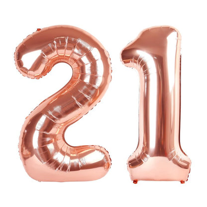 Rose Gold Number 21 Balloon 40 inch, 21 Number Balloons, 21st Birthday Decorations, 21 Year Old Women Men Rose Gold Party Supplies