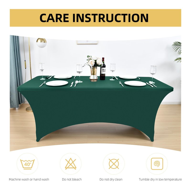 ZarzaaSik 2-Pack 8ft Spandex Table Covers for Rectangle Folding Tables - Washable Elastic Tablecloth - Ultimate Fitted Table Protector for Birthday Parties, Trade Shows, Banquet