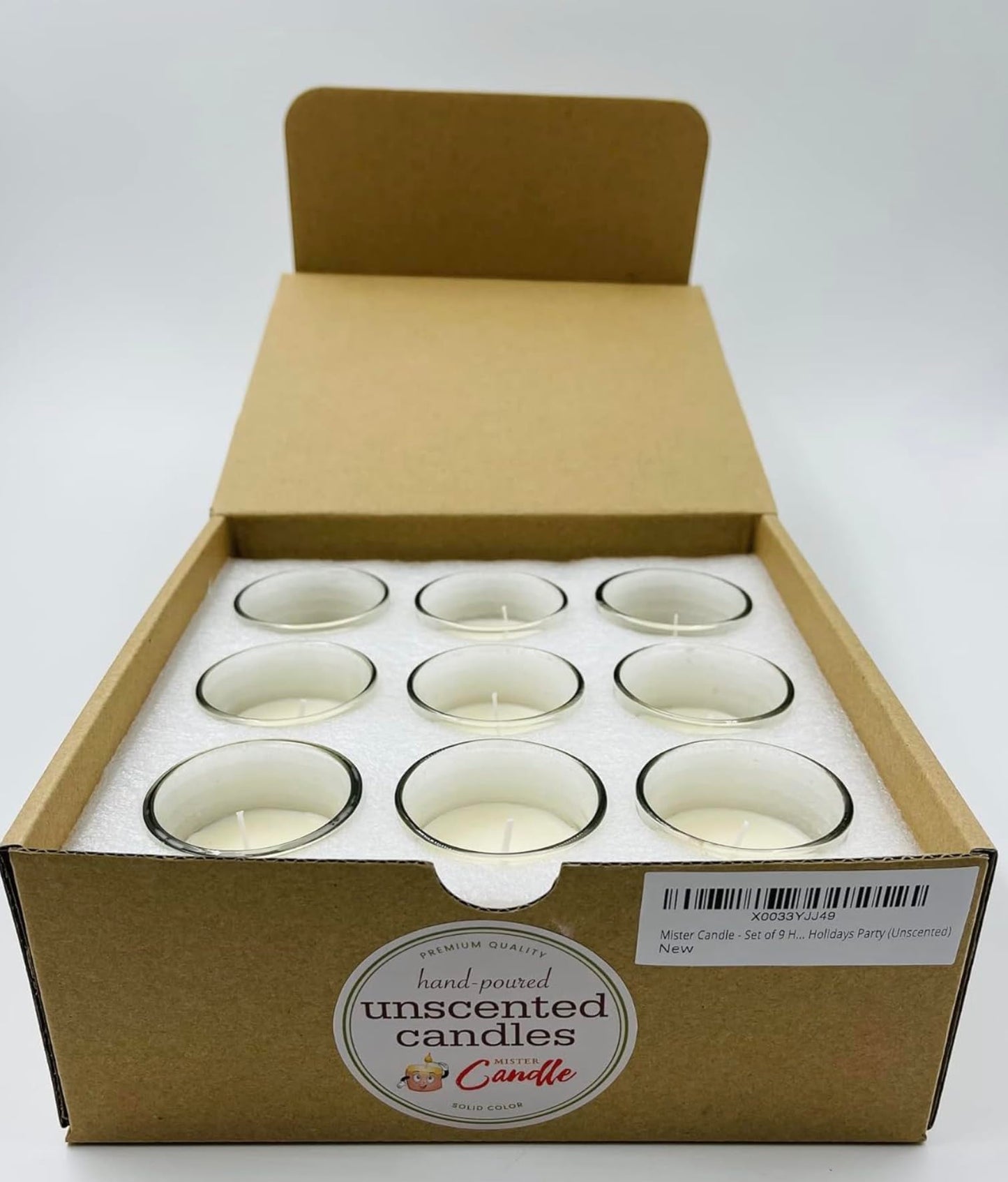Mister Candle - 2" Glass Votive Candles – 54 Pack, Soy Wax Filled Candle Holders, 10 Hour Burn Time, Hand Poured Unscented White Votives for Weddings, Events, Emergency Use, Party Favors