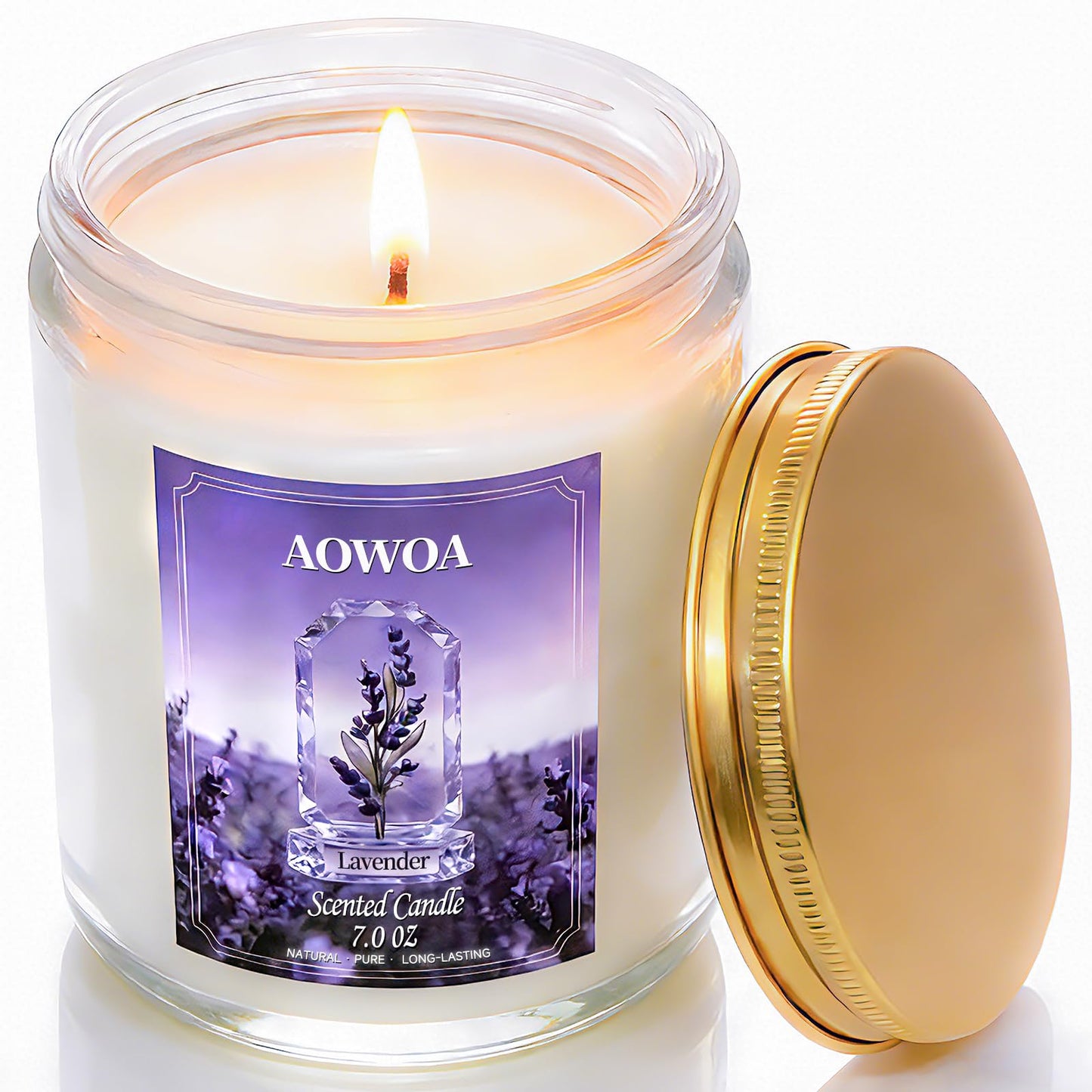AOWOA Lavender Scented Candles for Women -Aromatherapy Candle, Natural Soy Candles for Home Scented 7oz, Long Lasting Non-Toxic Clean Burning, Mom Birthday Candles Valentines Day Gifts