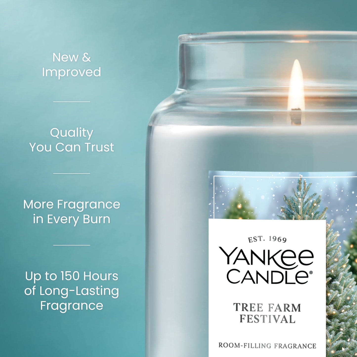 Yankee Candle Tree Farm Festival, Christmas Scented Candle, 22oz Large Jar with up to 150 Hour Burn Time, Giftable