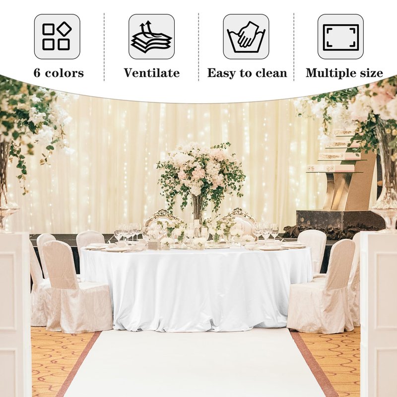 Fitable 6 Pack White Tablecloths for Round Tables - 108 Inches in Diameter - Stain Resistant and Washable Table Clothes, Polyester Fabric Table Covers for Wedding, Party, Banquet, Formal Events