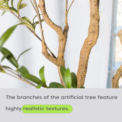 Artizone Artificial Olive Tree with White Pot - Faux Olive Tree for Home Decor, Tall Artificial Plants Indoor, Realistic Trunks Foliage Fruit, Office Decor (5FT)