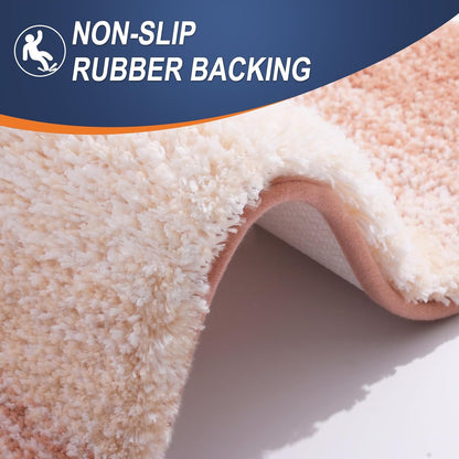 OLANLY Bathroom Runner Rug - Extra Soft Microfiber Mat with Rubber Backing | Quick Dry, Washable, 47x20, Peach