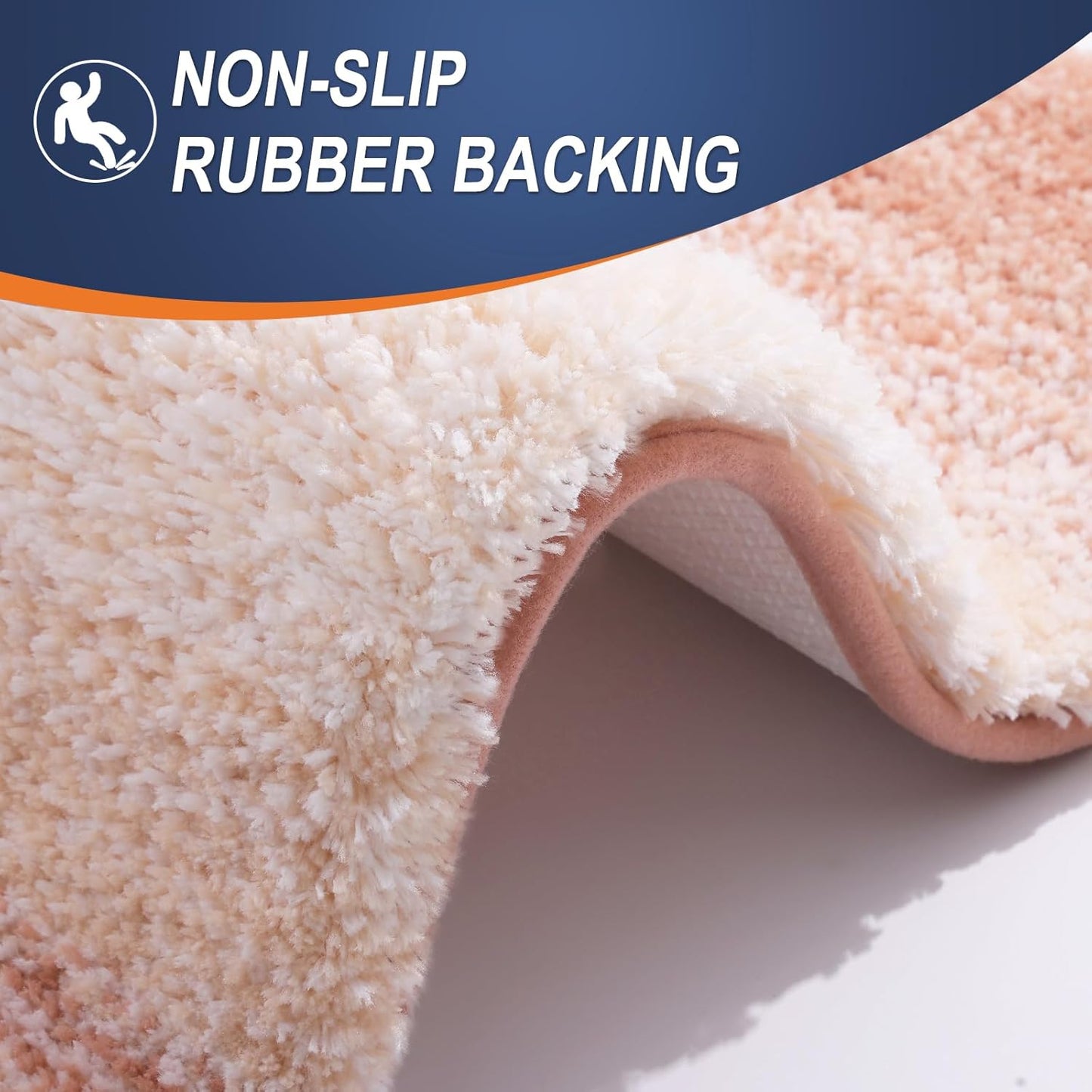 OLANLY Bathroom Runner Rug - Extra Soft Microfiber Mat with Rubber Backing | Quick Dry, Washable, 47x17 Inches, Peach