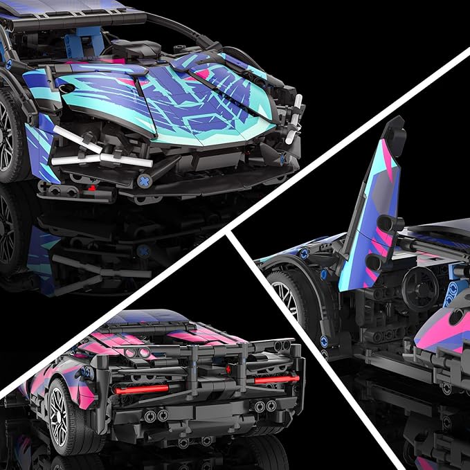 PIKARO Sports Race Car Building Set for Boys &amp Adults 1:14 MOC Car Model Building Kits with LED Lights Supercar Toys Birthday Gifts for Kids Teens Age 8-14 12-16 (1186 PCS)