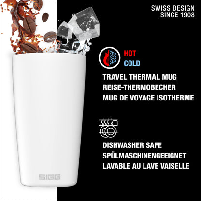 Sigg - Neso Pure Cream Coffee Travel Mug - With Tritan Lid - Dishwasher Safe - Lightweight - BPA Free - 18/8 Stainless Steel - White - 14 Oz