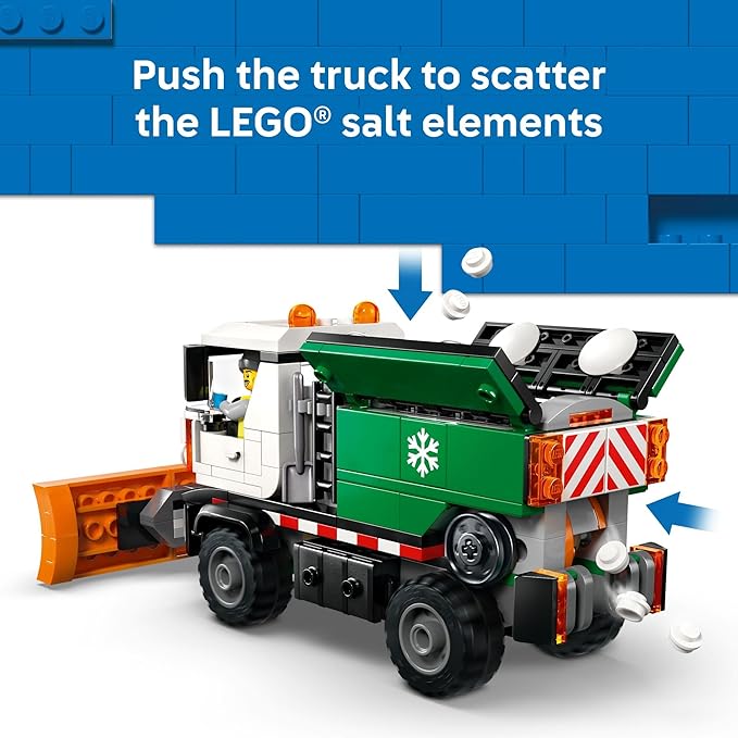 LEGO City Snowplow Truck Building Toy for Kids - Pretend Play Vehicle for Boys &amp Girls Ages 5+ - Toy Truck W/Movable Plow &amp Driver Minifigure - Gift Idea for Birthdays - 60490