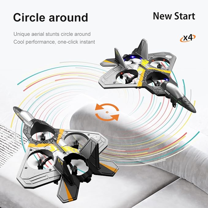V17 Remote Control Airplane Foam RC Planes for Kids Adults 8-16 RC Fighter Jet Airplane with Light 2 Batteries 360° Flip Fighter Jet Toy Stunt Roll Gifts for Adult Boys (Blue with 2Batteries)