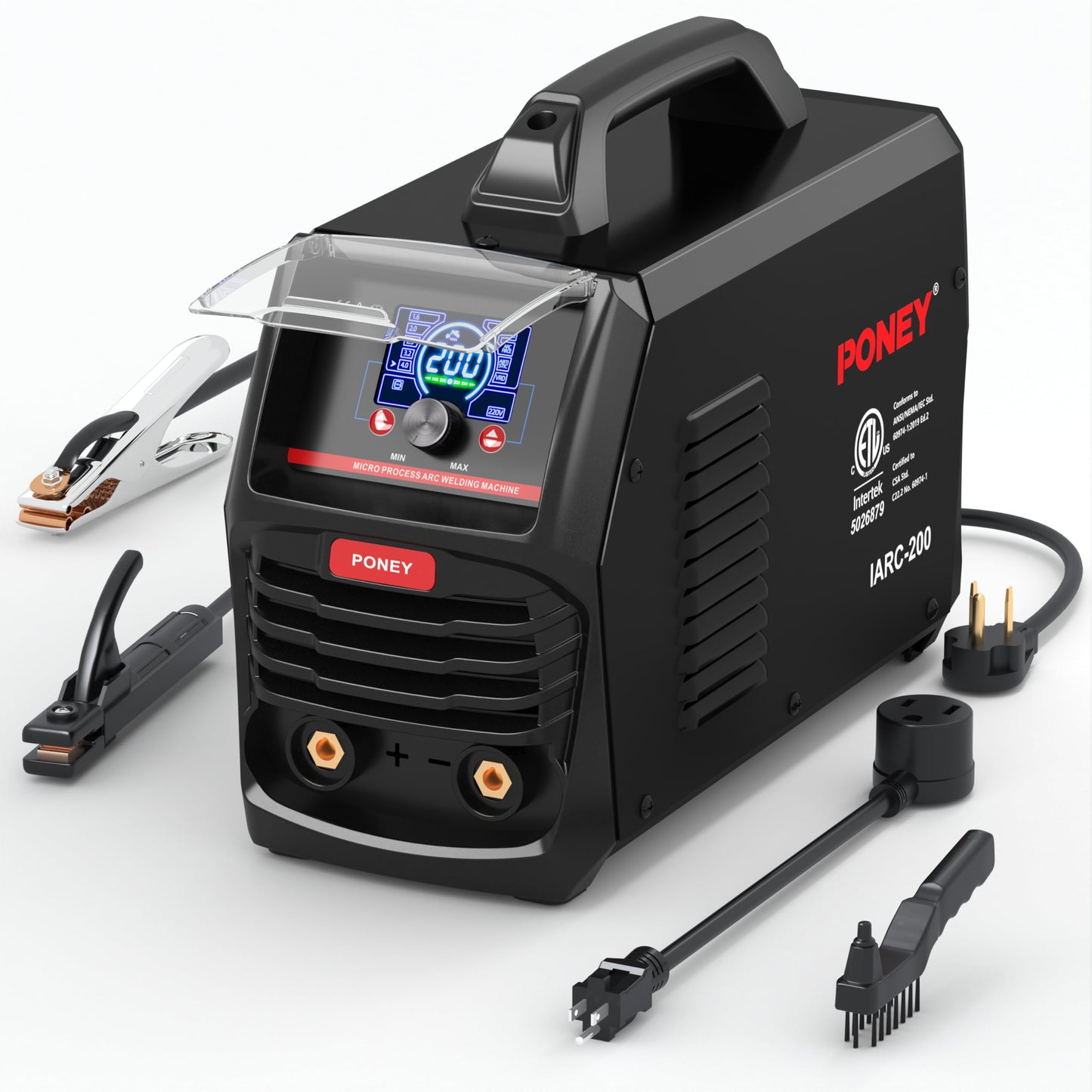 PONEY Stick Welder, 200V 110V/220V MMA/Lift TIG 2 in 1 Welding Machine, Digital Display, Hot Start, Arc Force, VRD, IGBT Inverter Welder with Pure Copper Coil (IARC-200SKN)