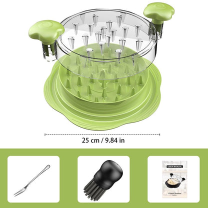 SURETIVIAN Chicken Shredder Large Chicken Breast Shredder Tool Twist with Brush&Fork, Visible Meat Shredder Machine, Anti-Slip Strip, Ergonomic Handle, BPA Free, Pork Beef Chicken(Matcha)