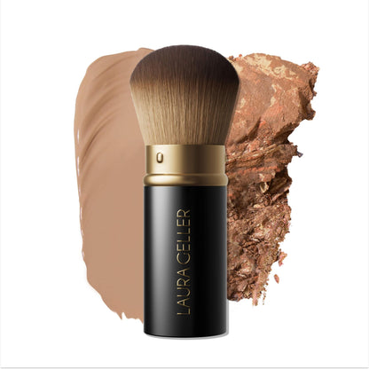 LAURA GELLER NEW YORK Retractable Black Kabuki Brush for Liquid, Cream and Powder Face Makeup With Aluminum Handle