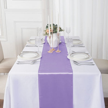 flohar 12Pack Table Runner 12 x 108 Inches Satin Silk Table Runner for Wedding, Birthday Party, Banquets, Graduations Decoration, fit Rectange and Round Table-Lavender