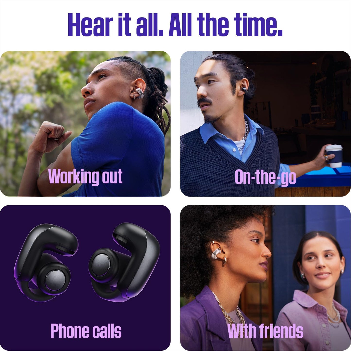 Bose Ultra Open Earbuds - Bluetooth Open Ear Earbuds with OpenAudio for Awareness, Clip-On Design for Comfort, Water Resistant, Up to 48 Hrs of Playtime, Driftwood Sand - Limited Edition Color