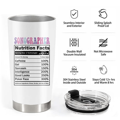 Absacie Sonographer Gifts, Ultrasound Tech Student Gifts, Sonographer Stainless Steel Insulated Tumbler with Lid and Straw 20Oz