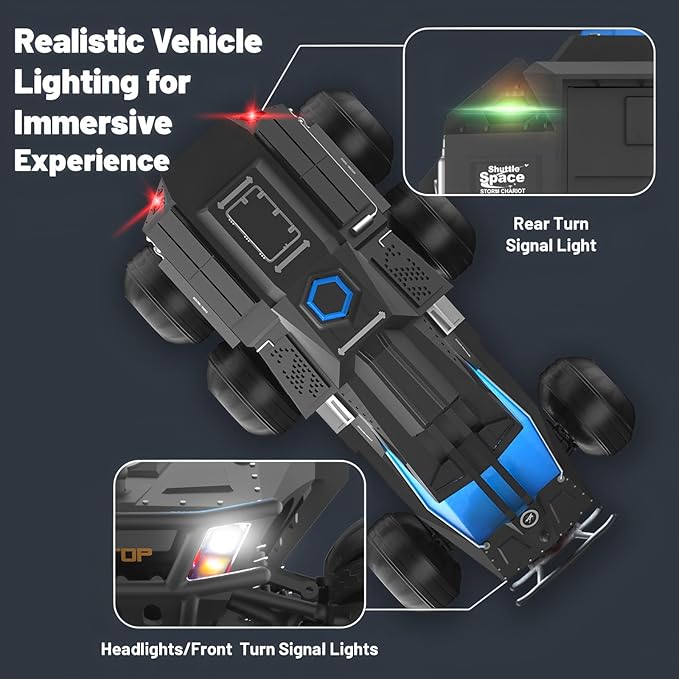 Remote Control Car 6-Wheel Drive 2.4GHz 1:12 RC Truck Toy Off Road with Headlights Turn Signal Lights and 2 Rechargeable Batteries Gifts for Kids Adults Age 8+ (Yellow)
